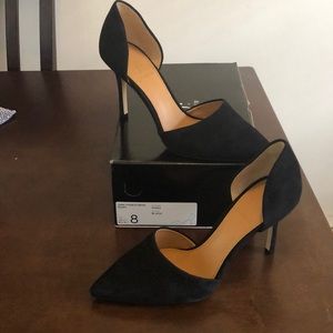 J. Crew Black Lana Suede D’Orsay Heels